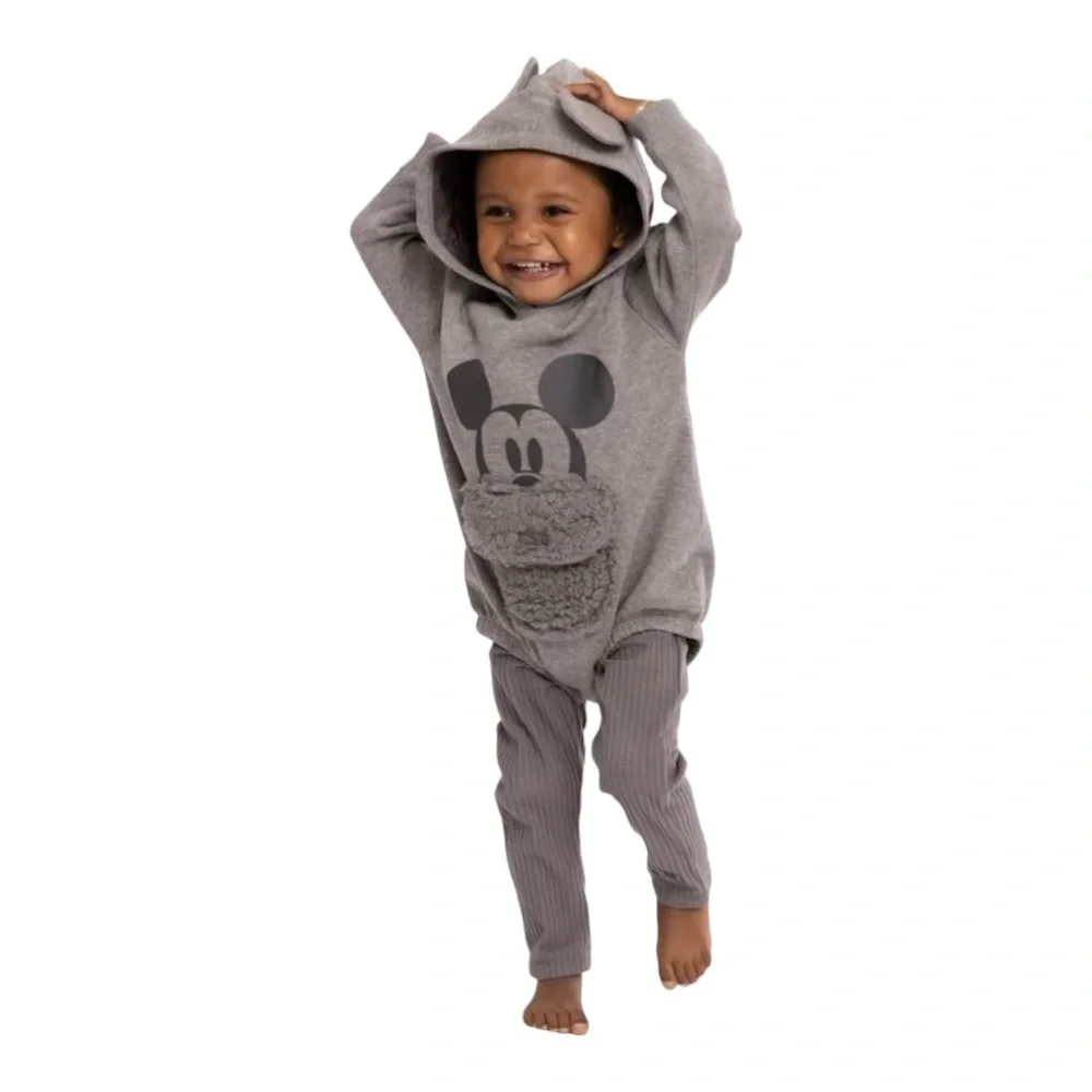 Disney Baby Mickey Mouse Hooded Bodysuit and Pants 2-Piece Outfit Set NWT - Picture 4 of 4